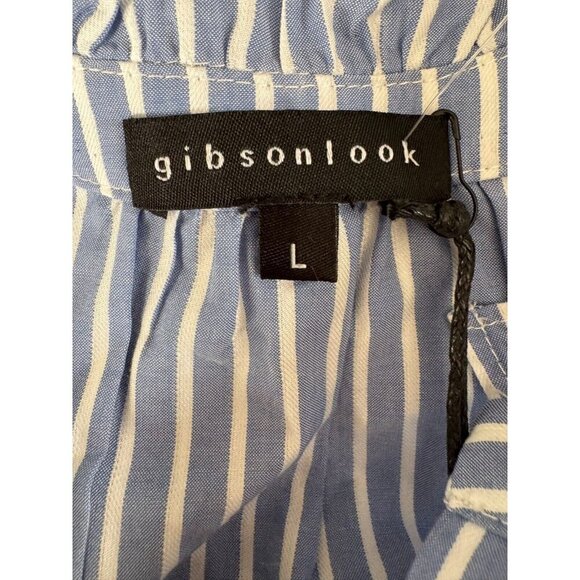 EUC- Only worn twice!Gibsonlook Dianthus Henley Puff Sleeve Striped Blouse - Picture 6 of 9